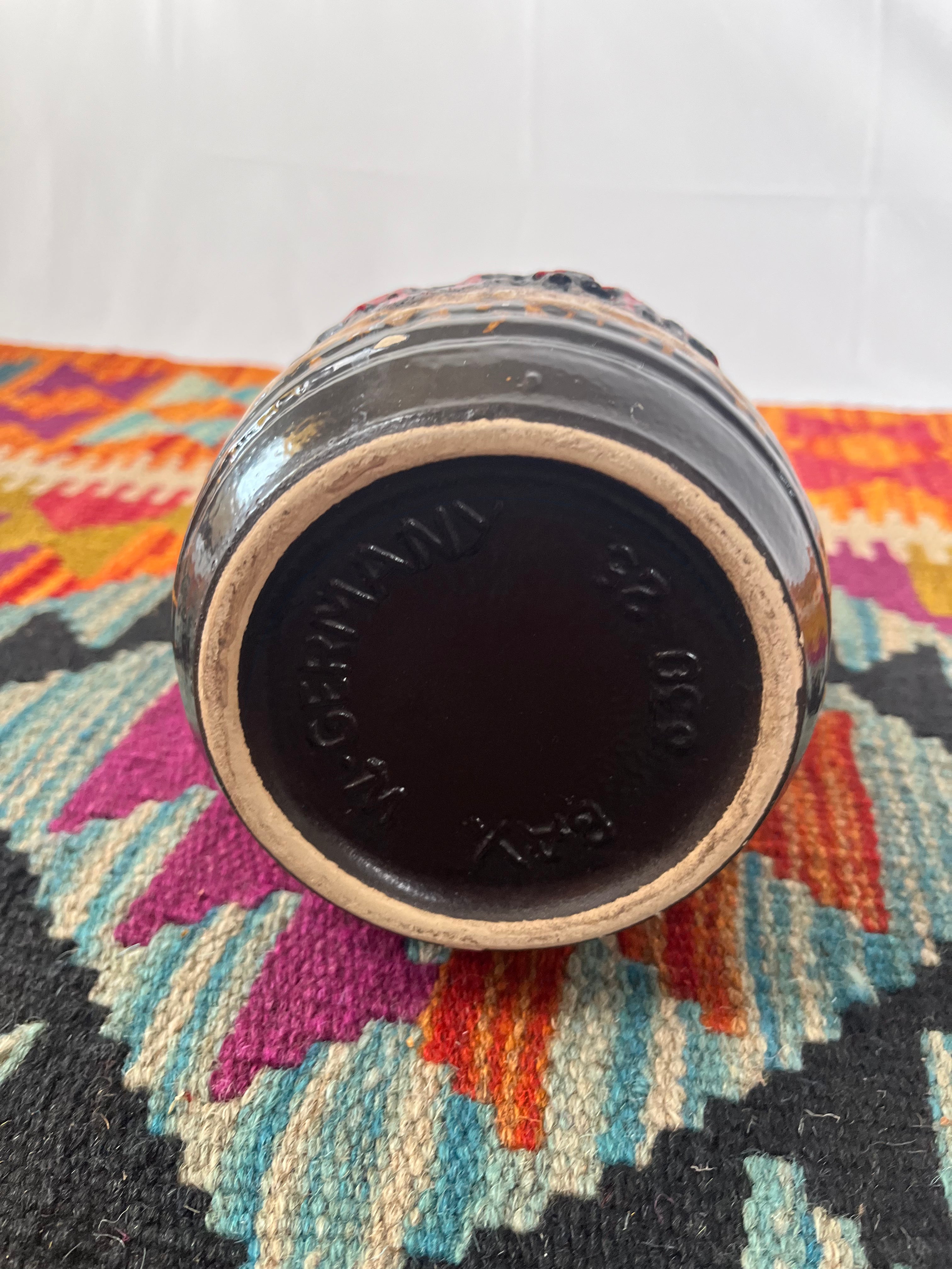 West German Fat Lava Red/Grey Pot