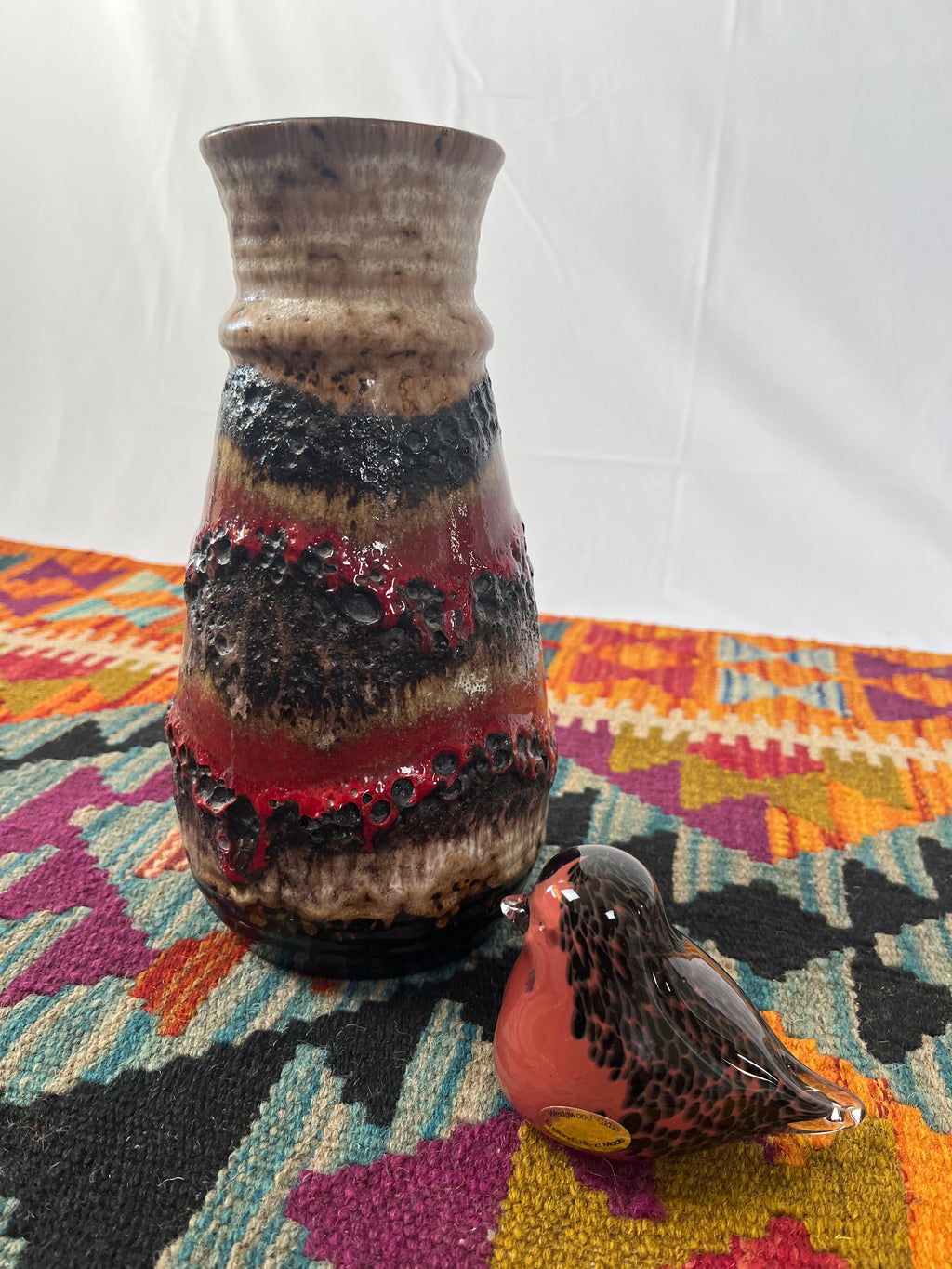 West German Fat Lava Red/Grey Pot