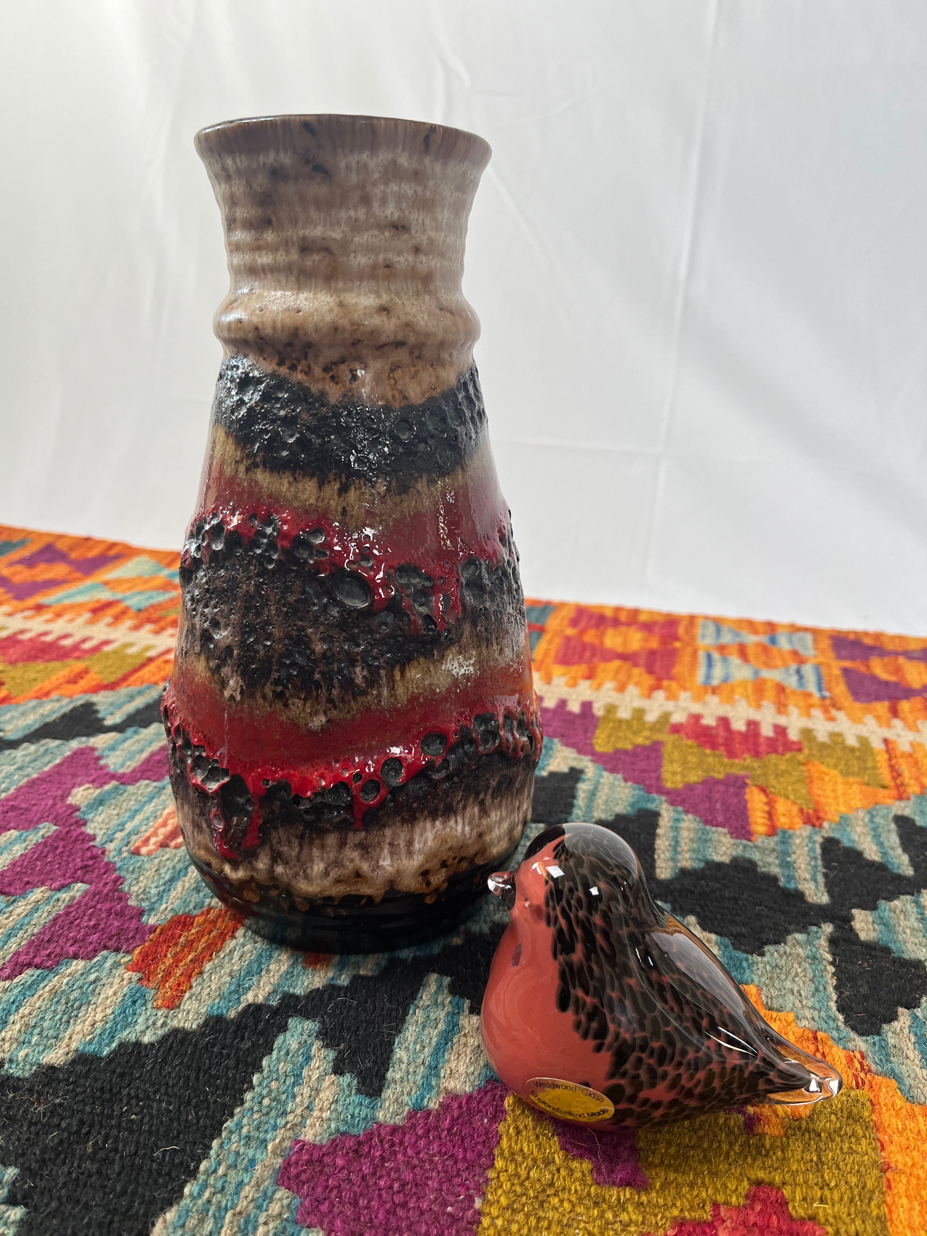 West German Fat Lava Red/Grey Pot