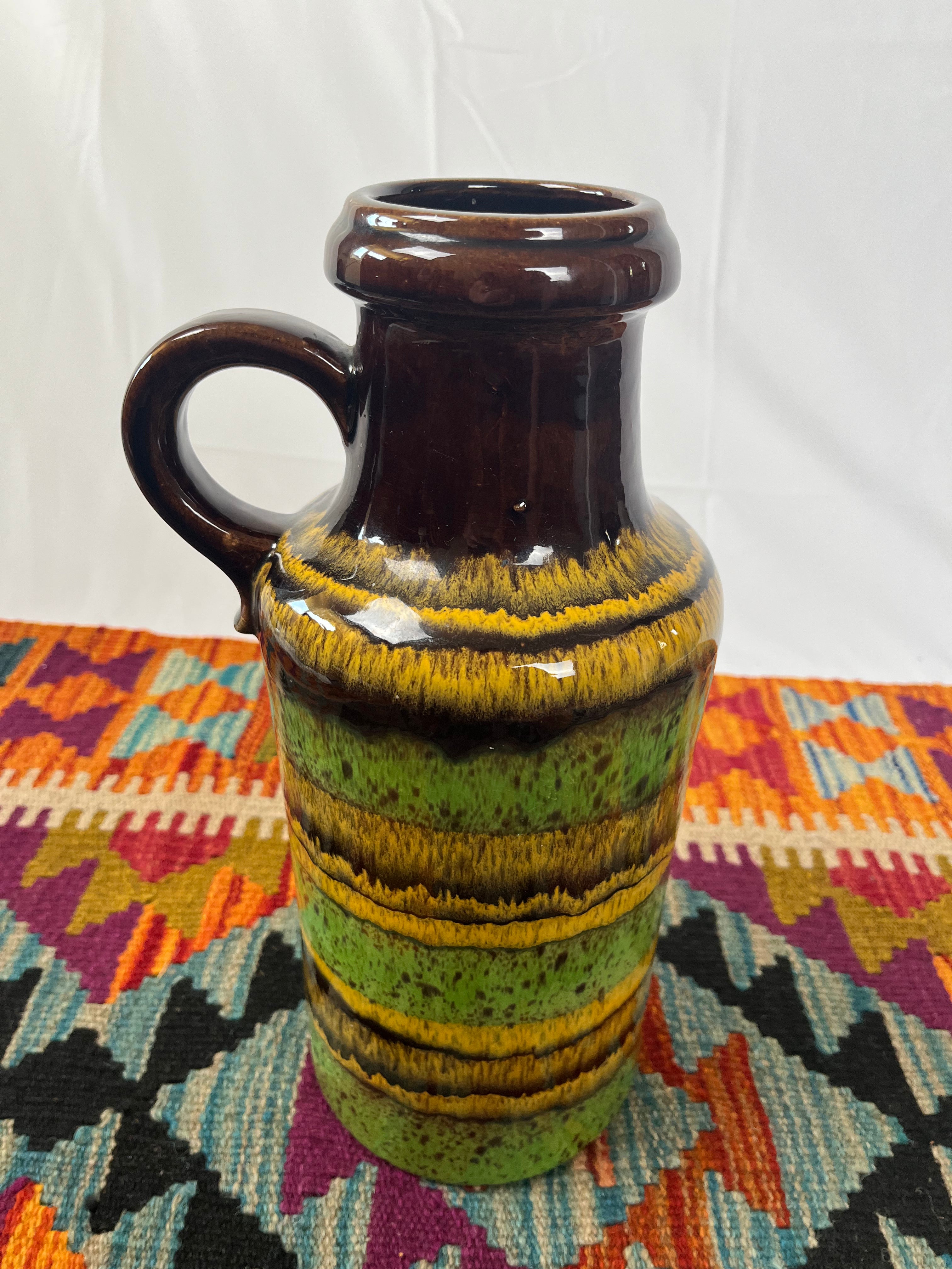 West German Fat Lava Green/Yellow Pot