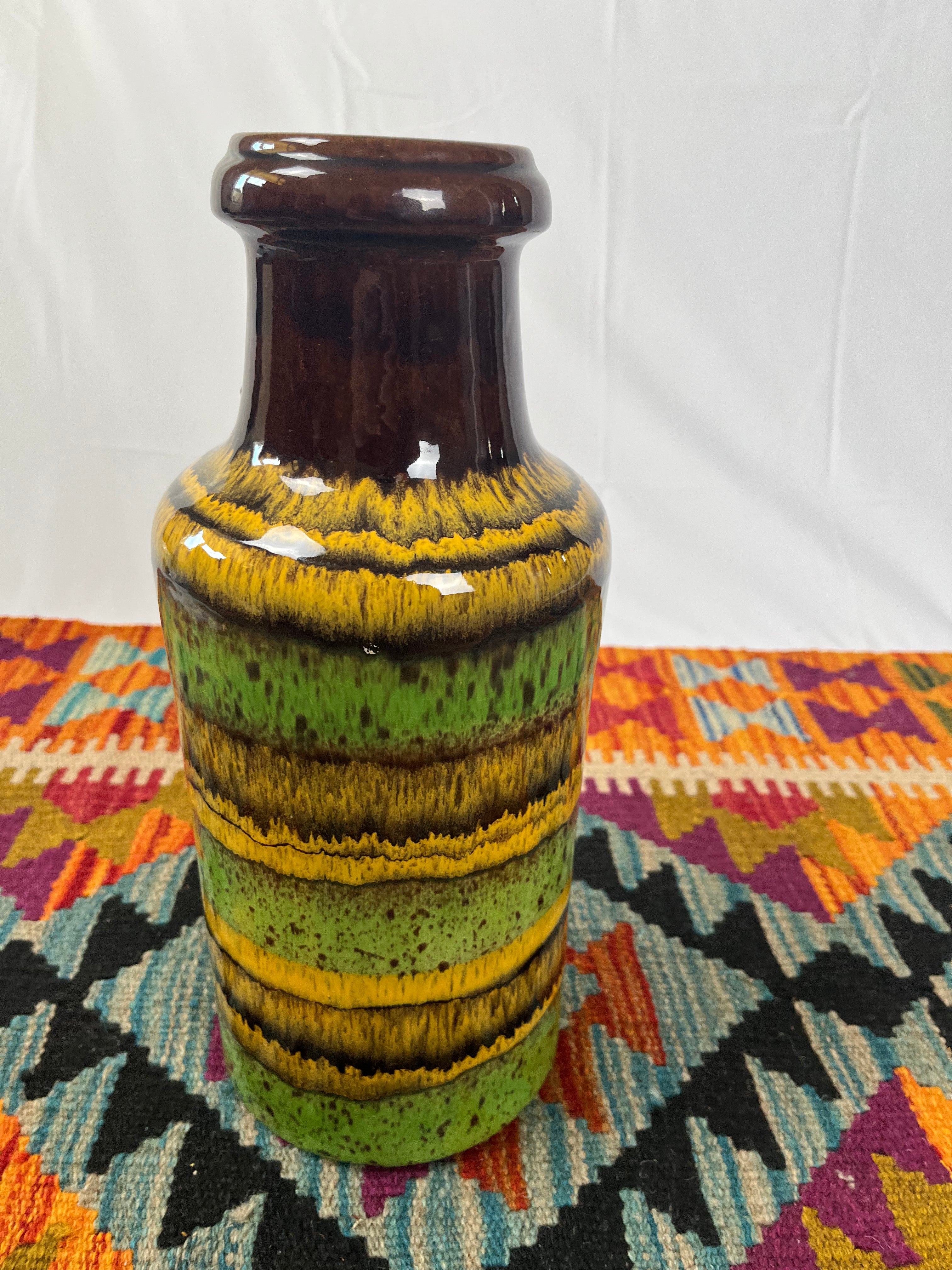 West German Fat Lava Green/Yellow Pot