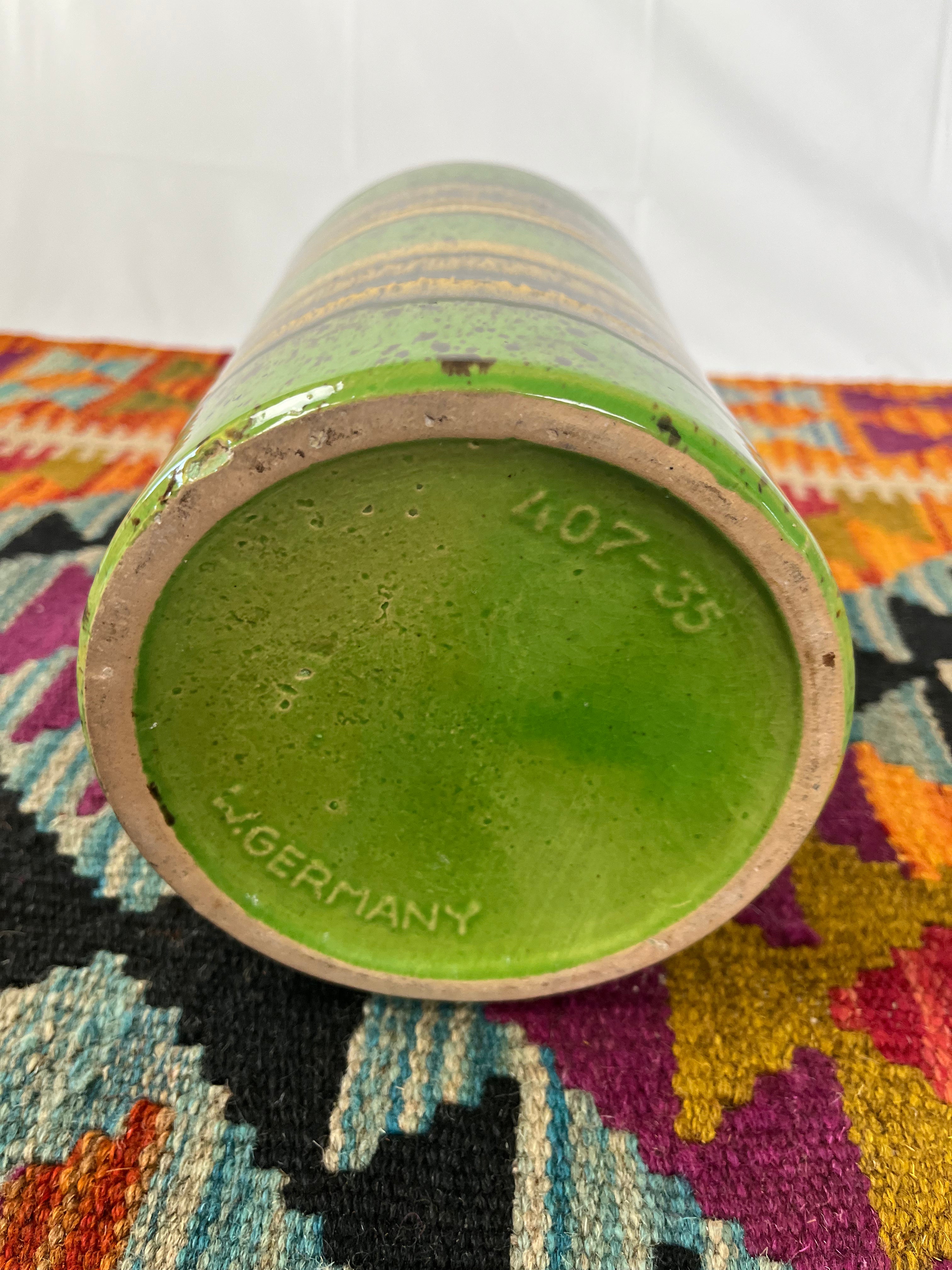 West German Fat Lava Green/Yellow Pot