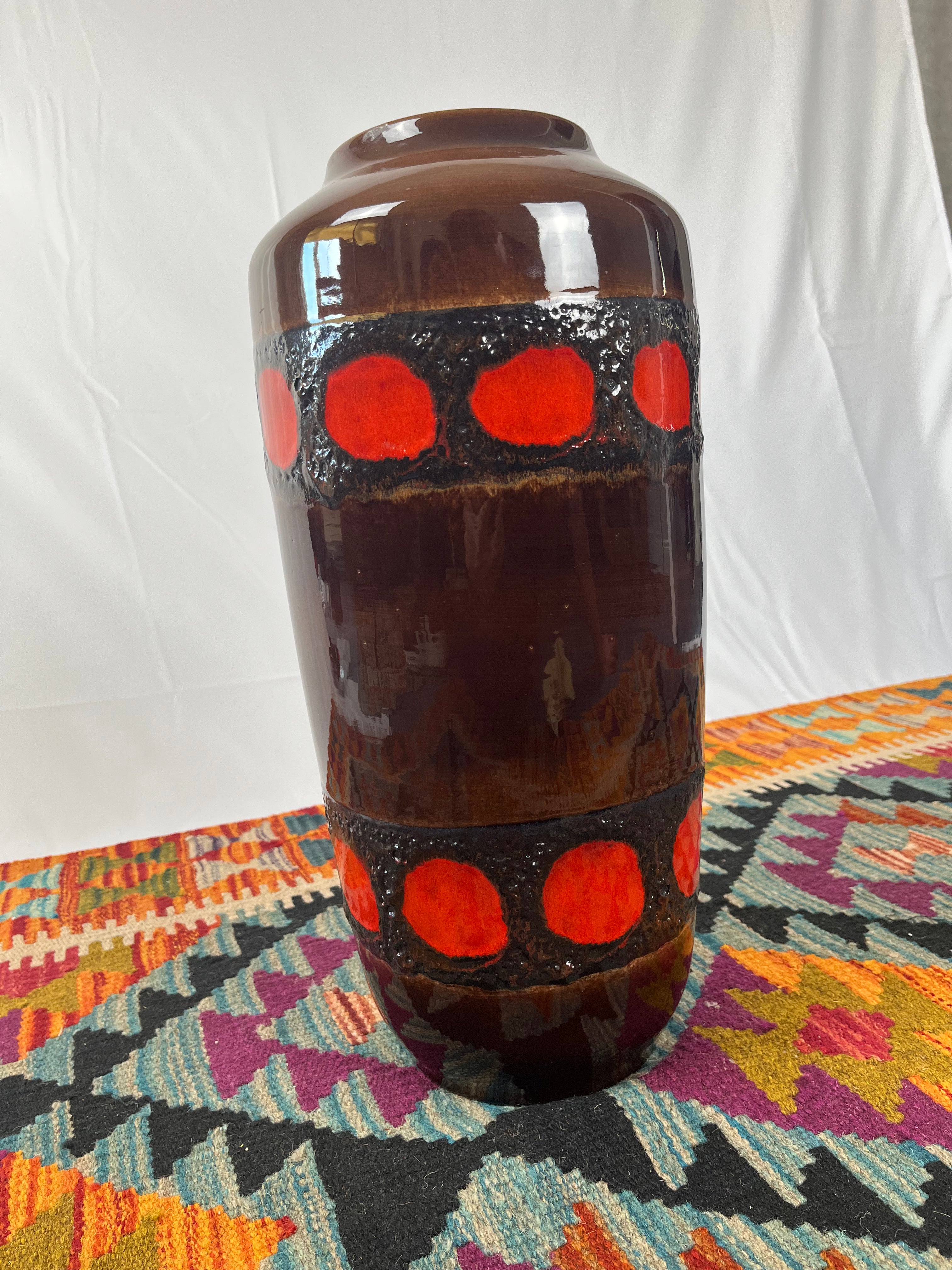 Large Brown/Red West German Fat Lava vase