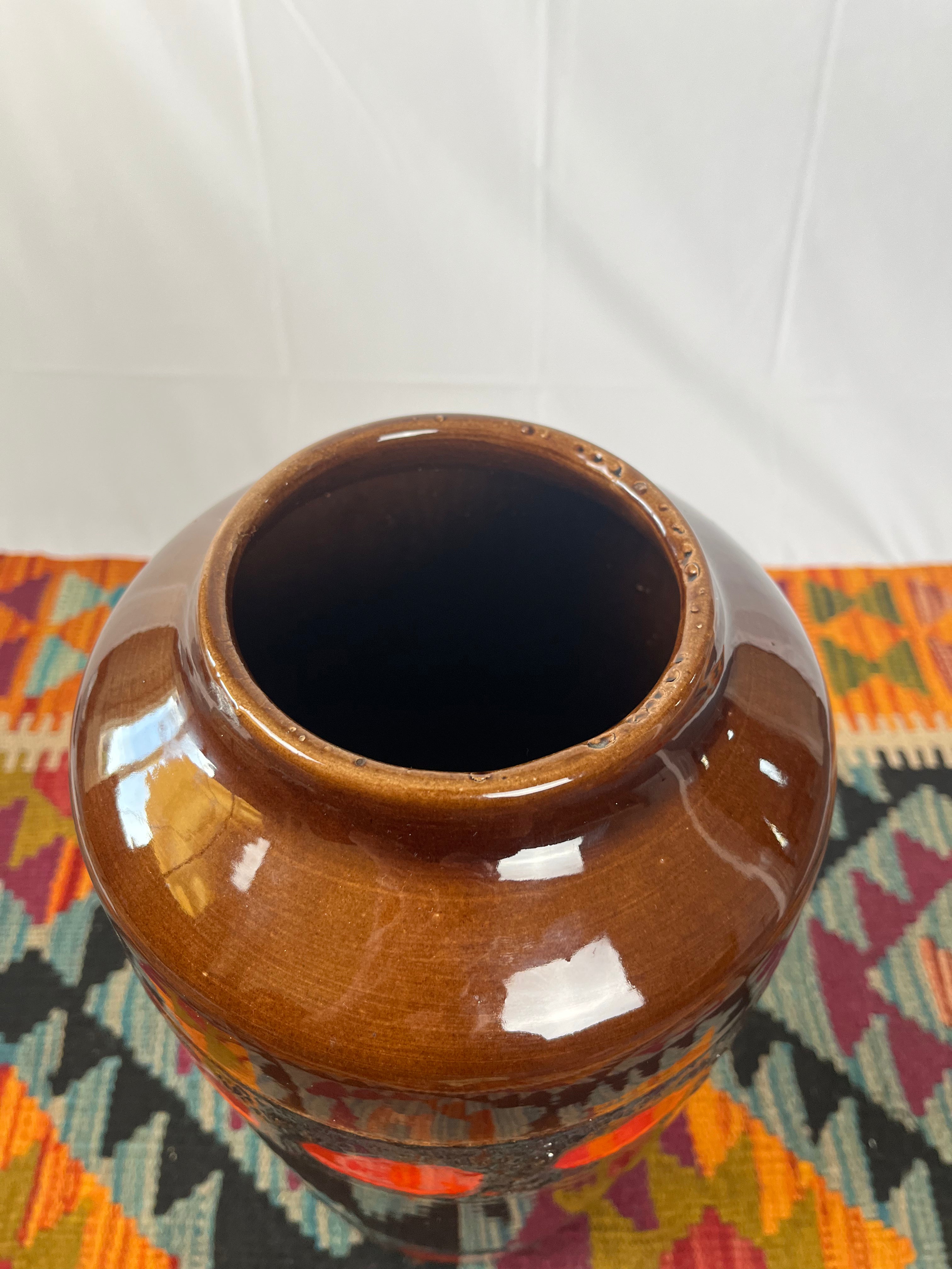 Large Brown/Red West German Fat Lava vase