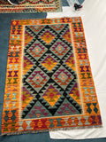 Maimana Orange/Blue Kilim Rug